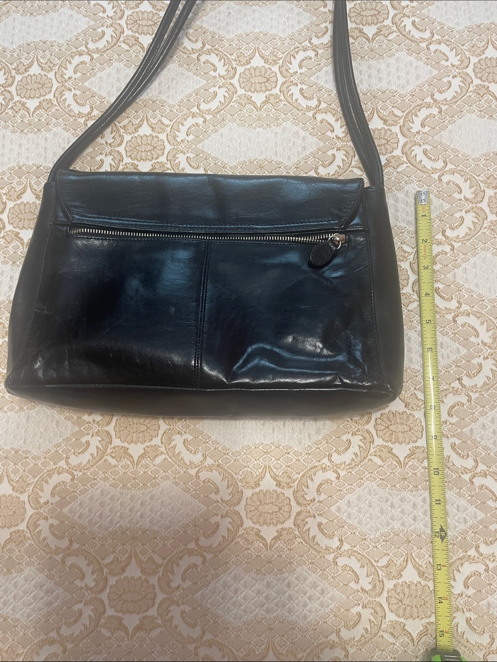 Classic Black Envelope Style Leather Shoulder Bag - Picture 7 of 8
